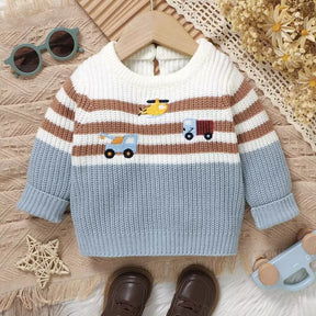 Sueter Infantil Menino Listrado Bordado 6 Meses a 3 Anos