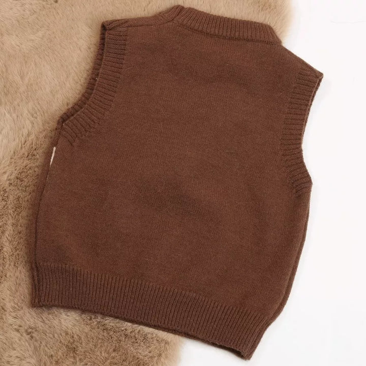 Suéter de Tricô Infantil Cachorrinho Fofo Marrom 2 a 7 Anos