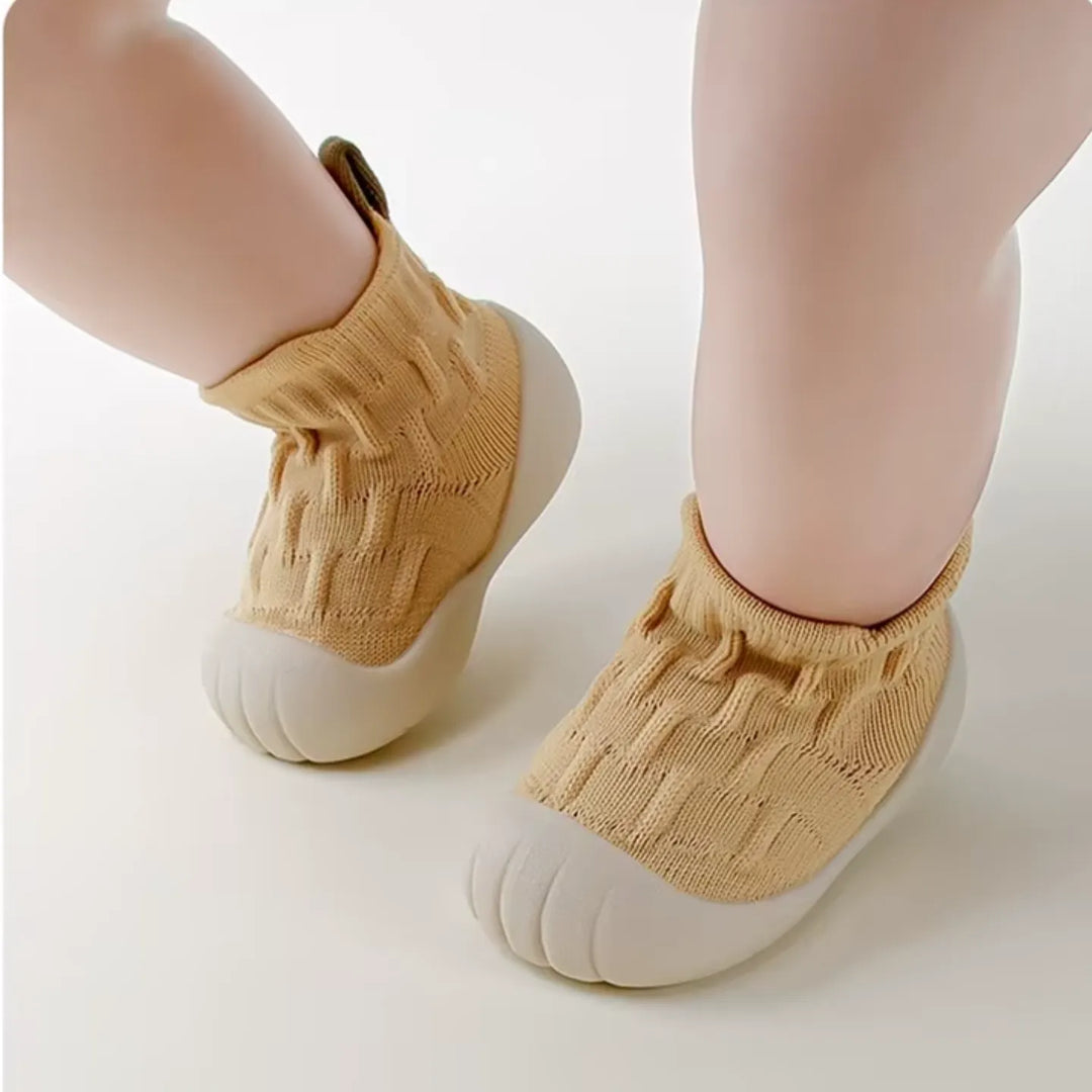Tênis Meia Infantil Antiderrapante KickBaby Conforto Cano Alto Amarelo - Varialle