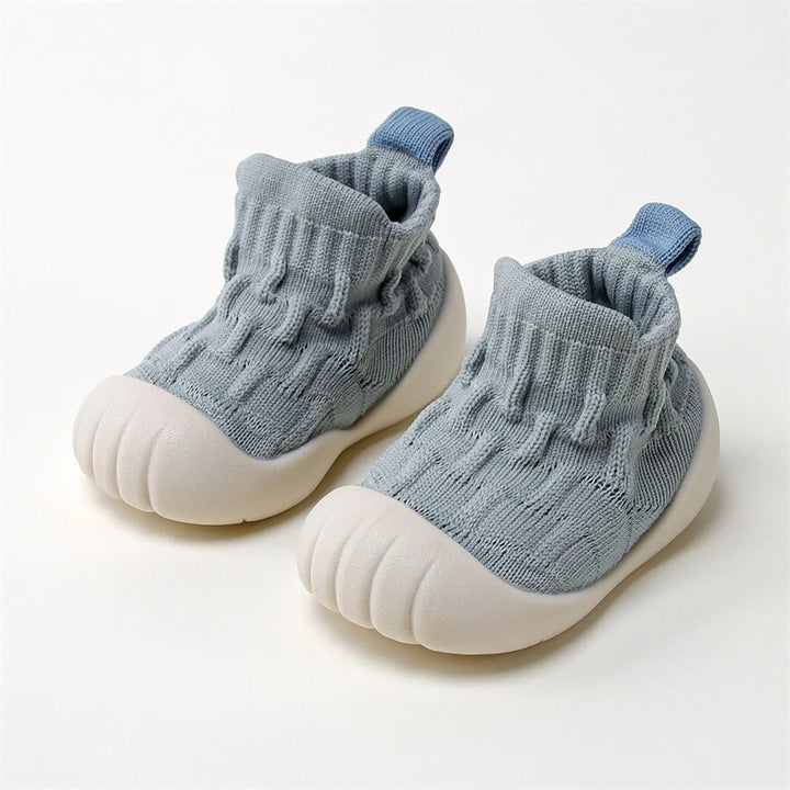 Tênis Meia Infantil Antiderrapante KickBaby Conforto Cano Alto Azul Claro - Varialle