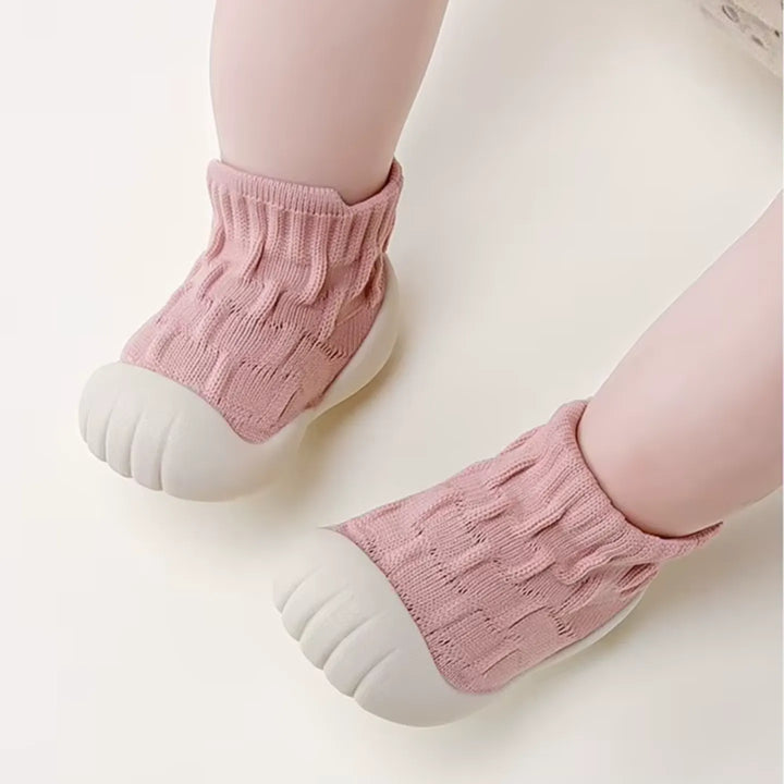 Tênis Meia Infantil Antiderrapante KickBaby Conforto Cano Alto Rosa - Varialle