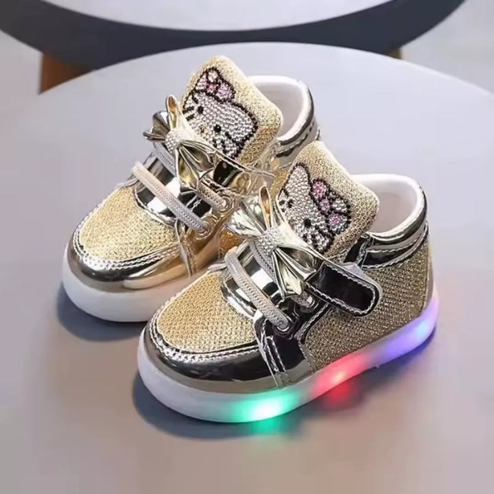 Tênis Infantil Feminino Botinha Gatinha LED