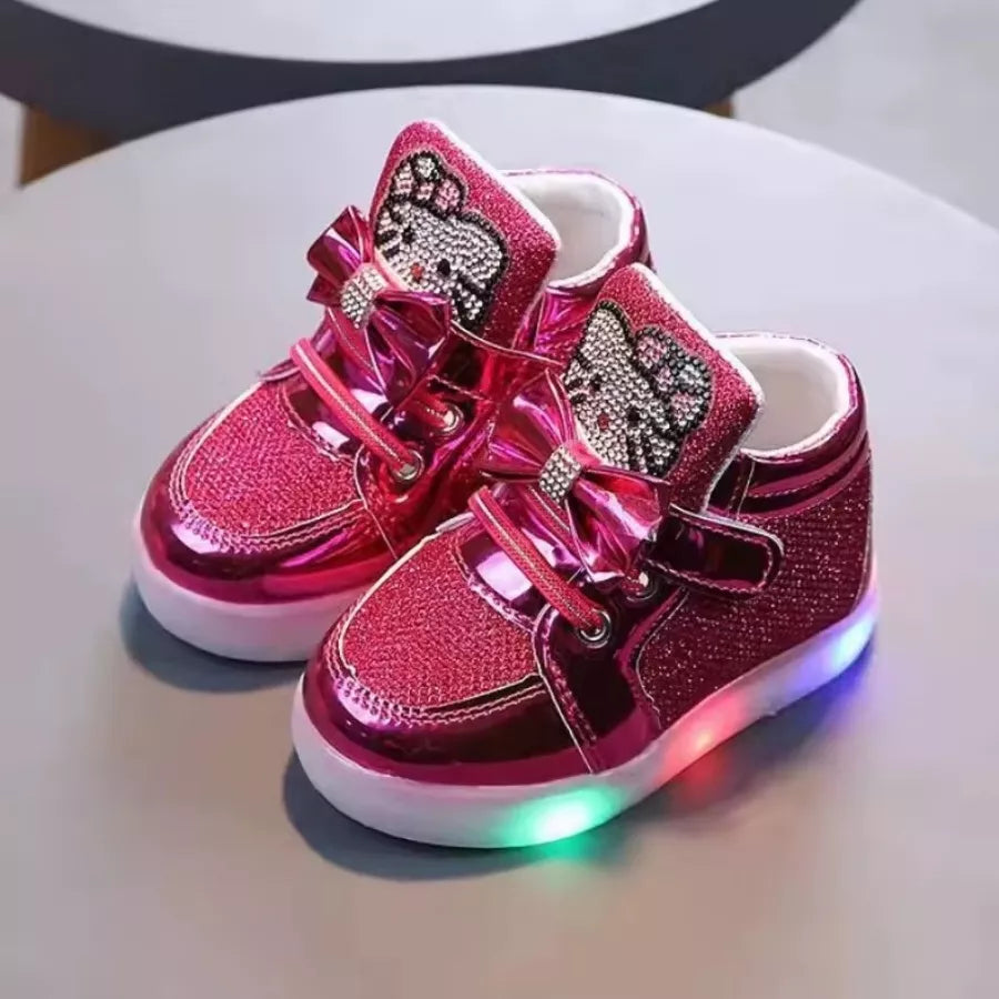 Tênis Infantil Feminino Botinha Gatinha LED