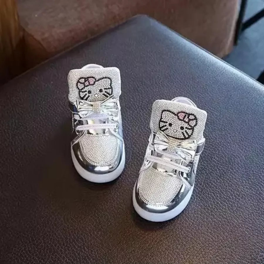 Tênis Infantil Feminino Botinha Gatinha LED