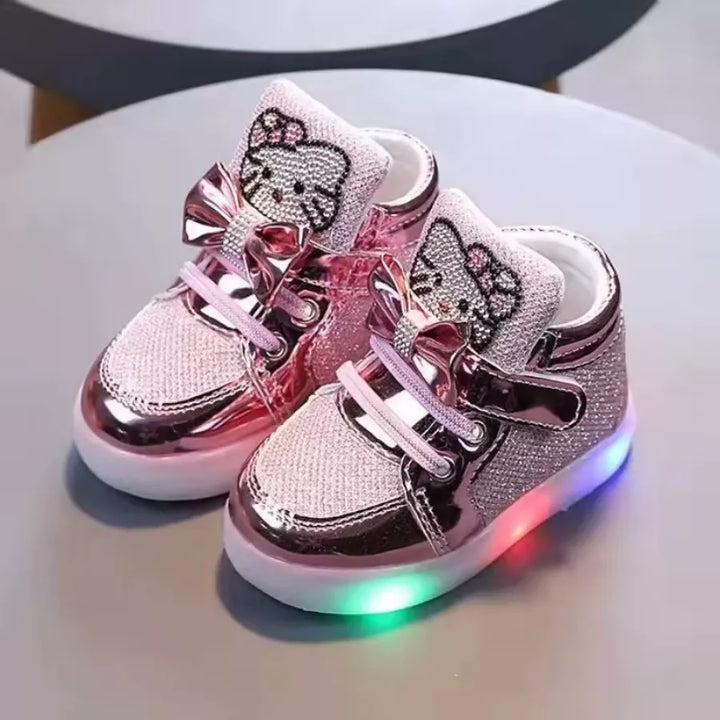 Tênis Infantil Feminino Botinha Gatinha LED