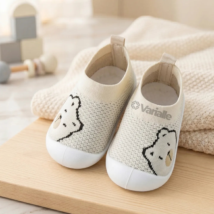 Tênis Infantil Respirável Antiderrapante KickBaby Ursinho Amarelo Claro- Varialle