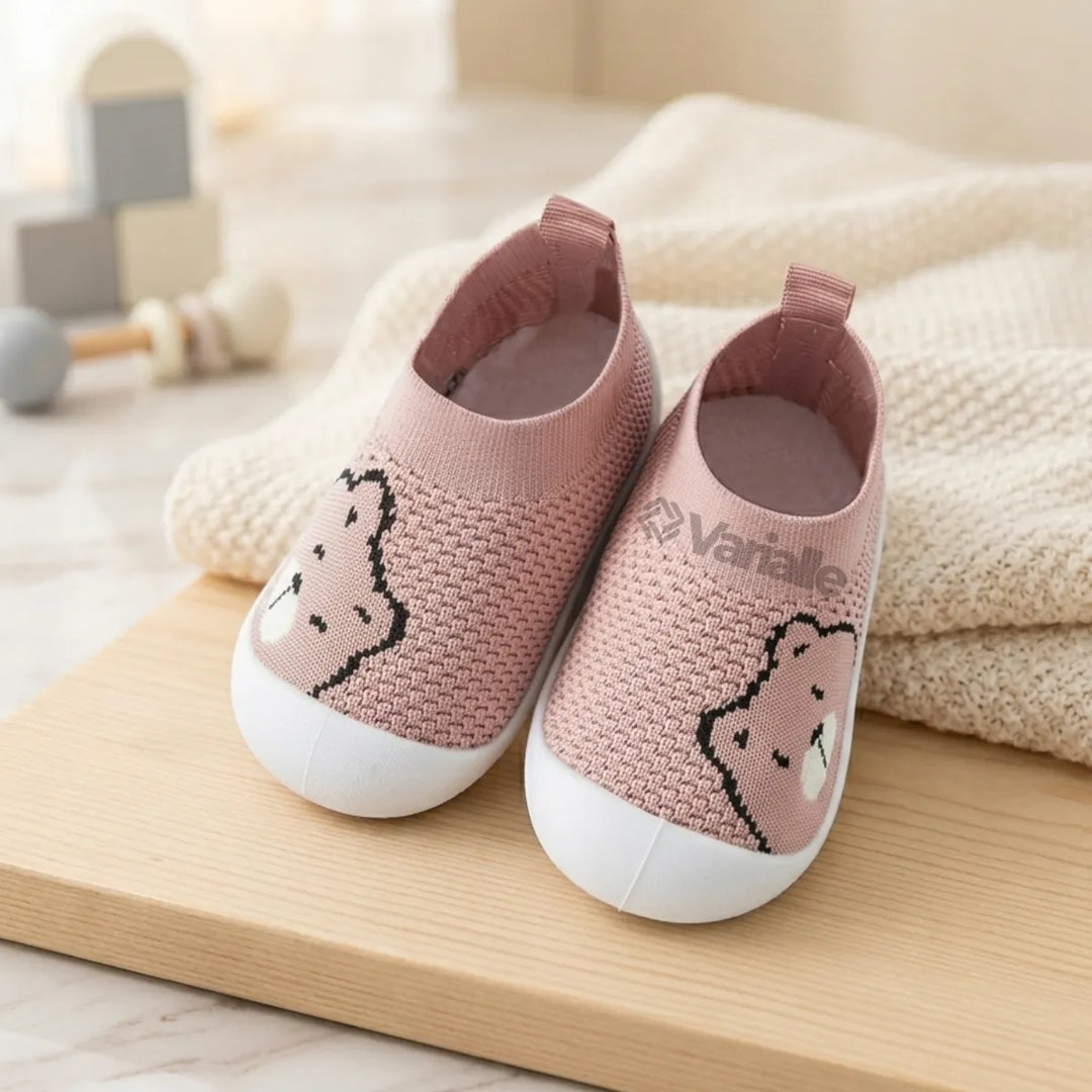 Tênis Infantil Respirável Antiderrapante KickBaby Ursinho Rosa - Varialle