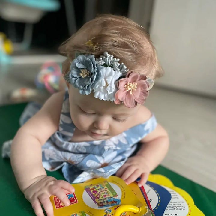 Tiara para Bebê com Flores Delicadas - Kit 3 Peças - Varialle