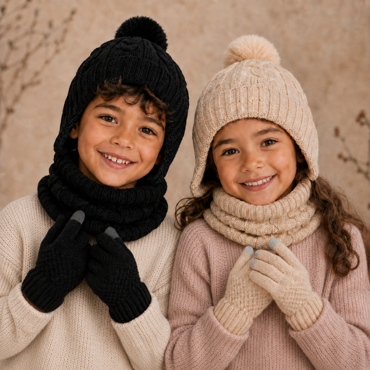 Touca Infantil - Kit Inverno com Luvas e Gola de Pescoço (Unissex)