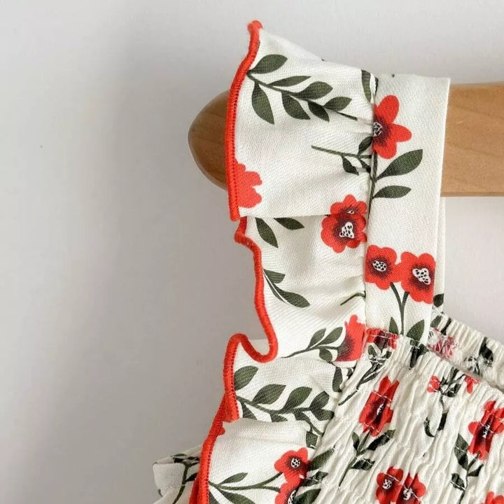 Vestido Infantil Encanto Floral 6M a 3A - Com Lastex e Babados