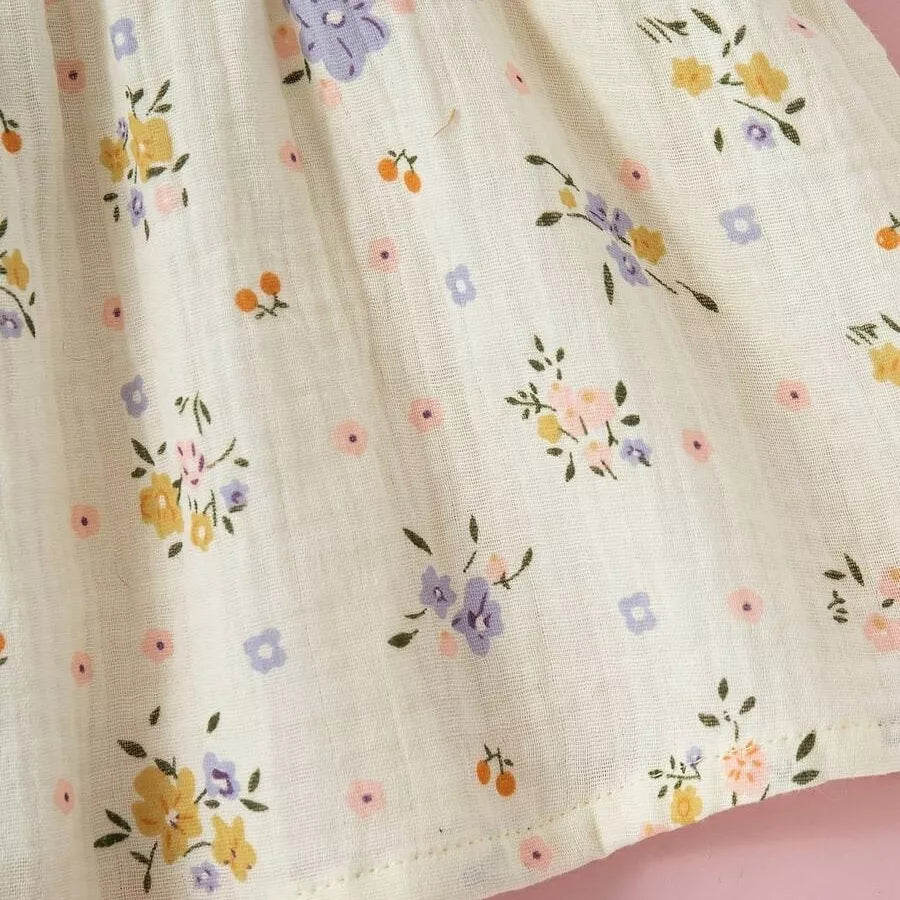 Vestido Infantil Floral com Faixa de Cabelo 6 Meses a 3 Anos