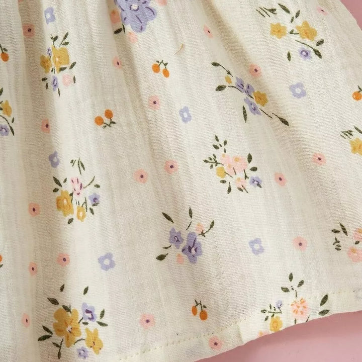 Vestido Infantil Floral com Faixa de Cabelo 6 Meses a 3 Anos