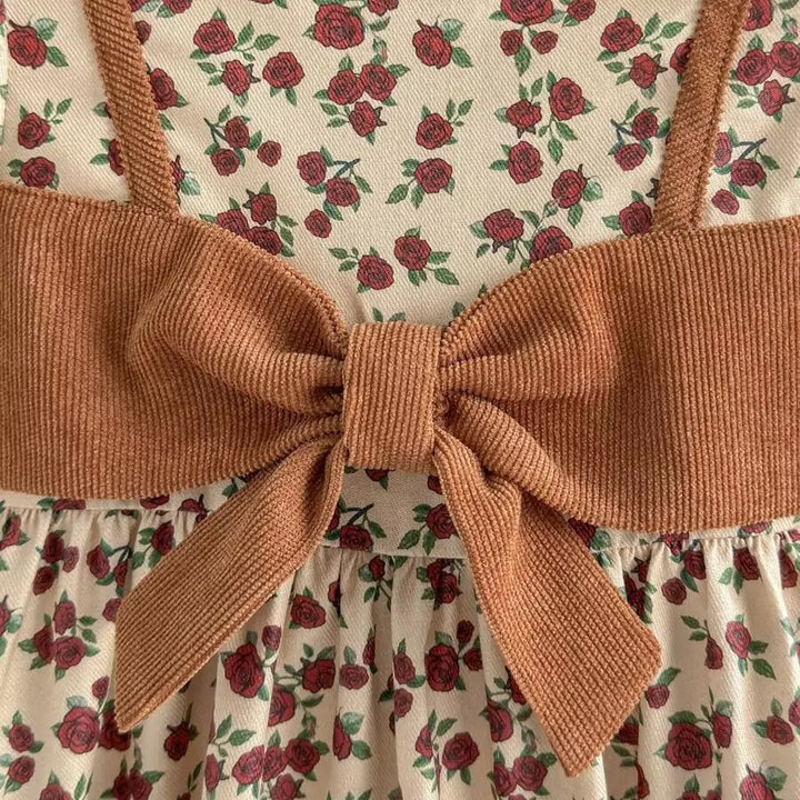 Vestido Infantil Floral com Laço 6 Meses a 3 Anos