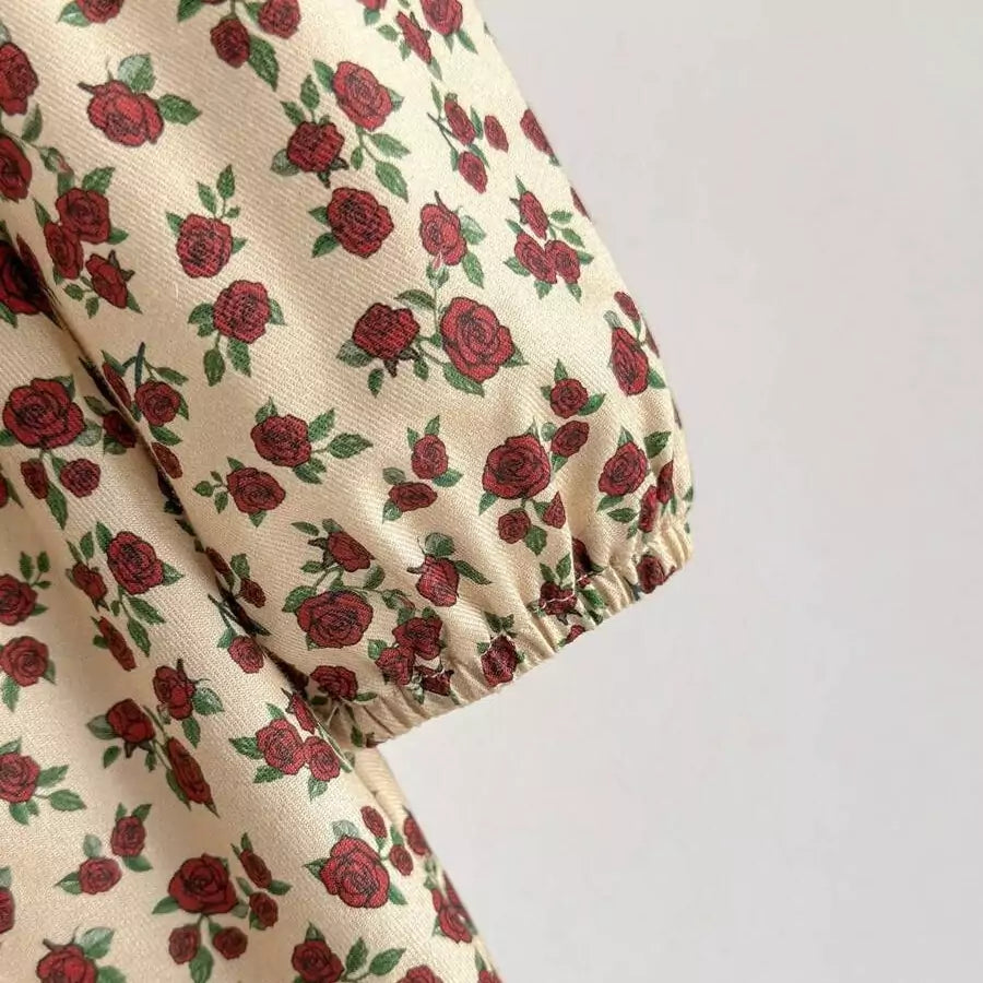 Vestido Infantil Floral com Laço 6 Meses a 3 Anos