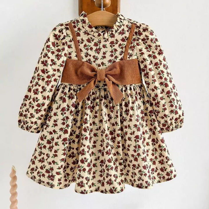 Vestido Infantil Floral com Laço 6 Meses a 3 Anos