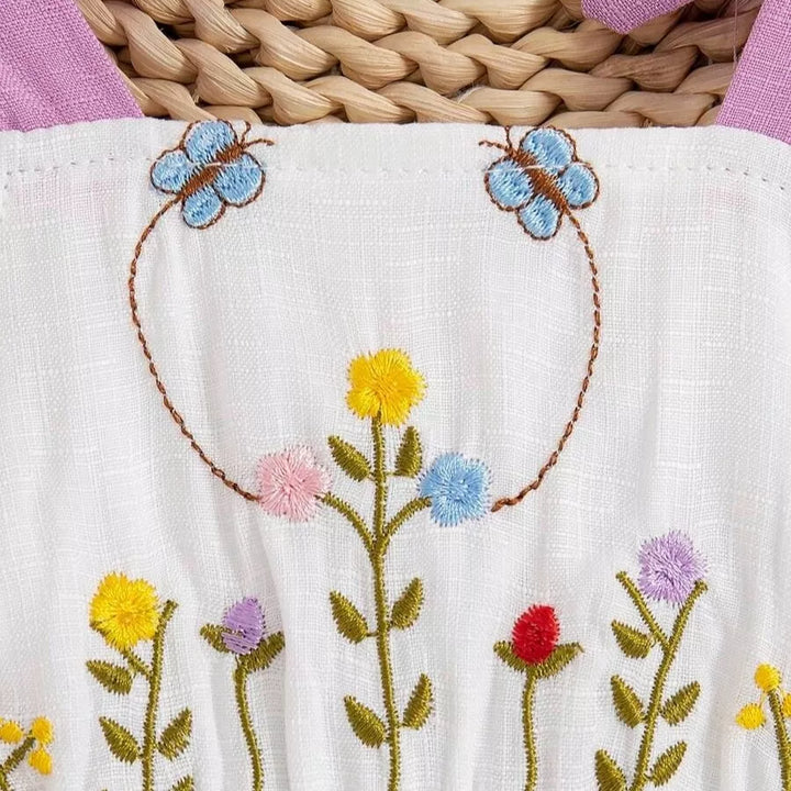 Vestido Infantil Jardim Bordado com Chapéu 6M a 3A