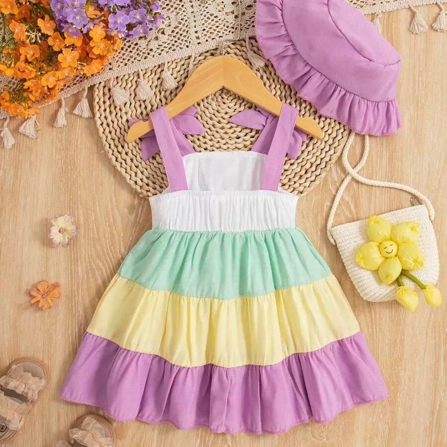 Vestido Infantil Jardim Bordado com Chapéu 6M a 3A