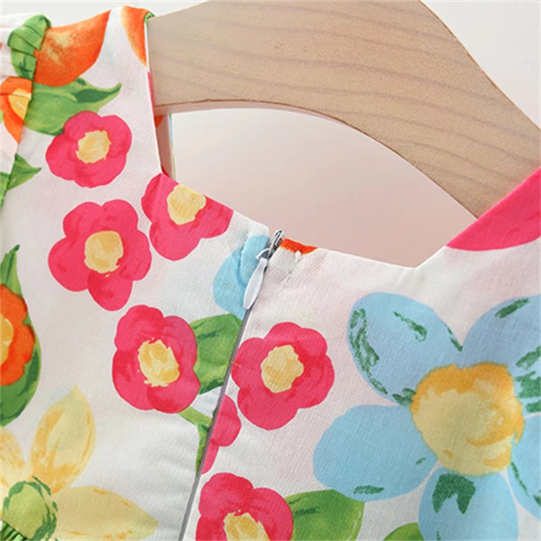 Vestido Infantil Floral e Bolsa de Brinde 9 Meses a 3 Anos - Varialle