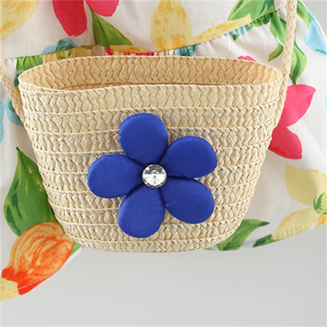 Vestido Infantil Floral e Bolsa de Brinde 9 Meses a 3 Anos - Varialle