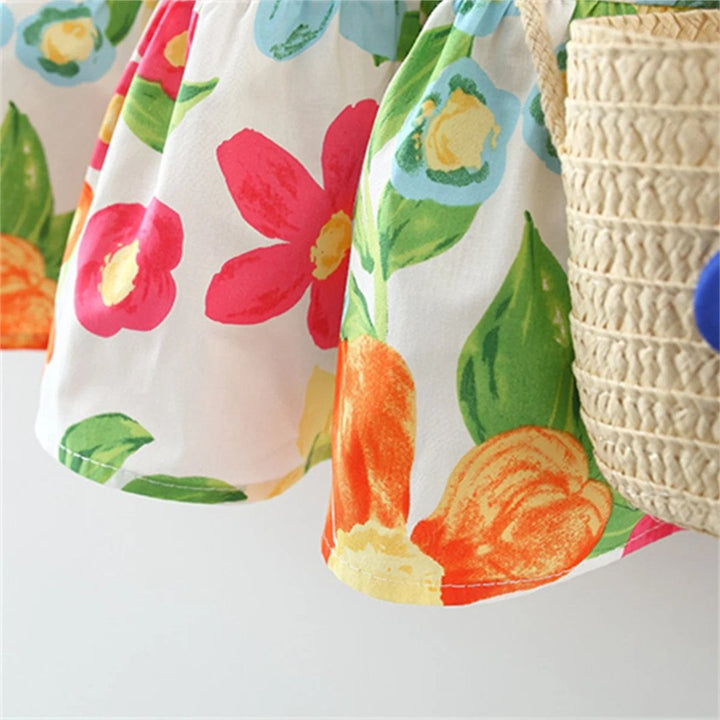 Vestido Infantil Floral e Bolsa de Brinde 9 Meses a 3 Anos - Varialle