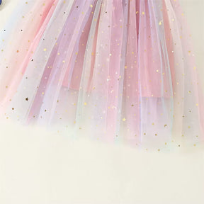 Vestido Infantil de Tule Multicolorido com Estrelas 9 Meses a 5 Anos Varialle