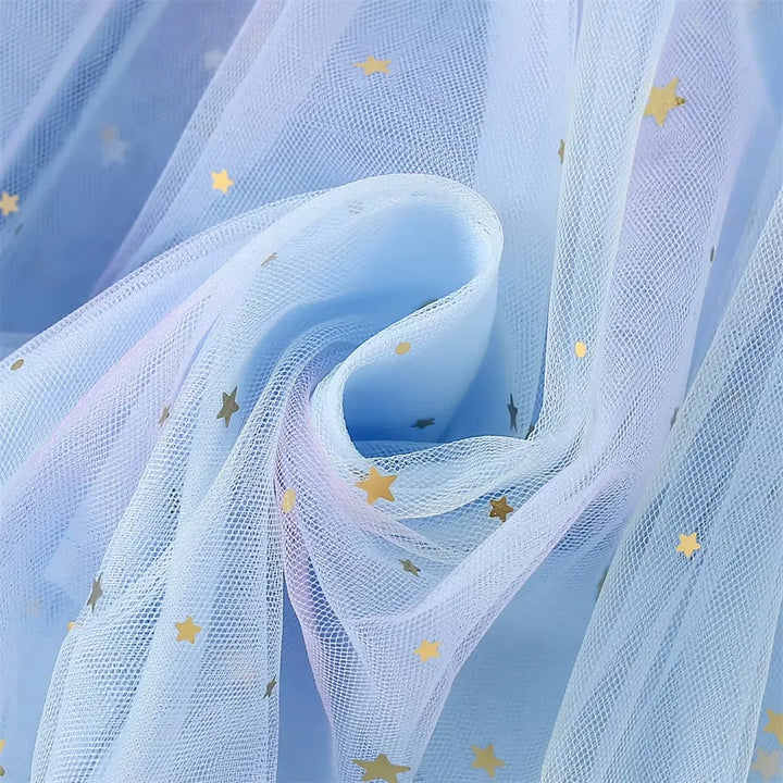 Vestido Infantil de Tule Multicolorido com Estrelas 9 Meses a 5 Anos Varialle