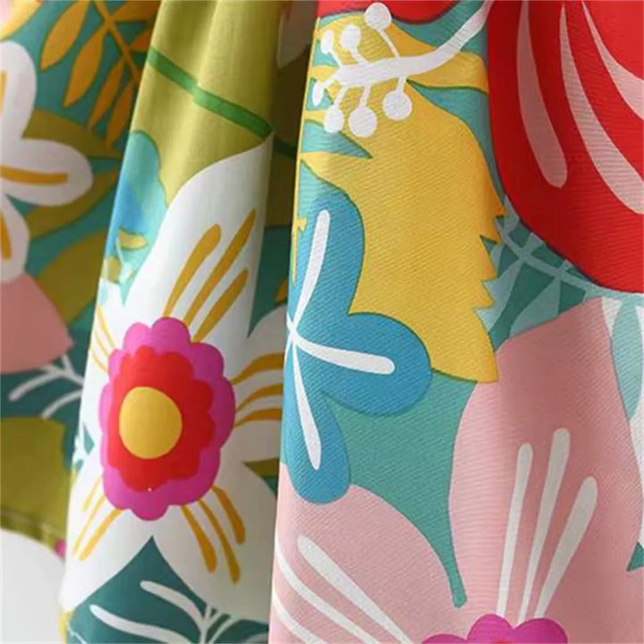 Vestido e Chapéu Bebê Menina - Estampa Tropical 9 Meses a 3 Anos, Varialle