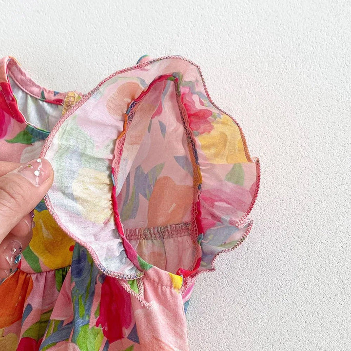 Bodysuit Infantil em Algodão - Tulipas e Manga Plissada - 3 a 24 Meses | LANÇAMENTO BLACK FRIDAY - Varialle