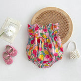 Bodysuit Infantil em Algodão - Tulipas e Manga Plissada - 3 a 24 Meses | LANÇAMENTO BLACK FRIDAY - Varialle