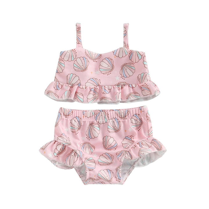 Conjunto Biquíni Infantil Ombro a Ombro com Babados 6 Meses a 3 Anos - Varialle