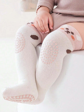 kit de 5 meias antiderrapantes para bebê com bichinhos e joelheira Varialle