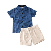 Conjunto de Verão para Bebê Menino Camisa com Estampa de Folhas e Bermuda - Varialle