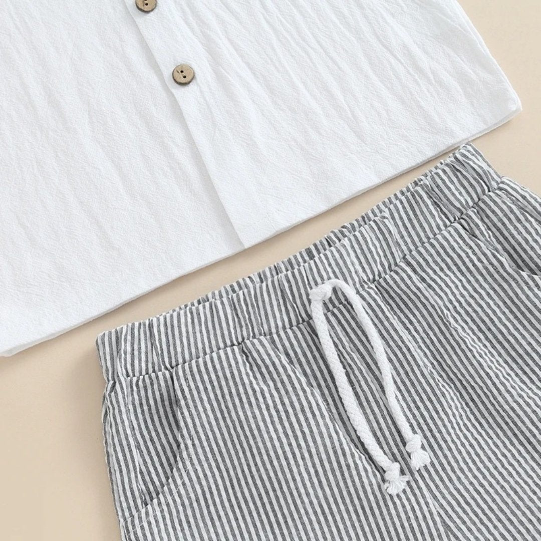 Conjunto de Verão para Bebê Menino Camisa Manga Curta e Shorts Listrados - Varialle