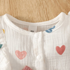 Conjunto de Vestido e Chapéu para Bebês com Estampa de Corações - EncantBaby - Varialle