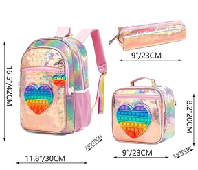Conjunto Diversão Pop It: Mochila, Lancheira e Estojo - Varialle
