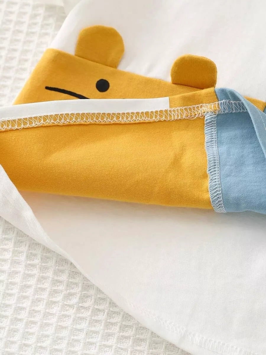 Conjunto Infantil Bichinhos Divertidos e Short Caqui 6M a 3A