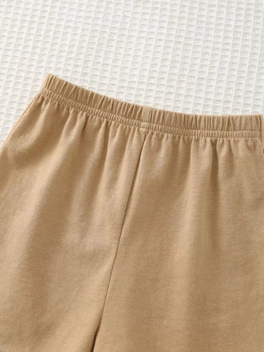 Conjunto Infantil Bichinhos Divertidos e Short Caqui 6M a 3A