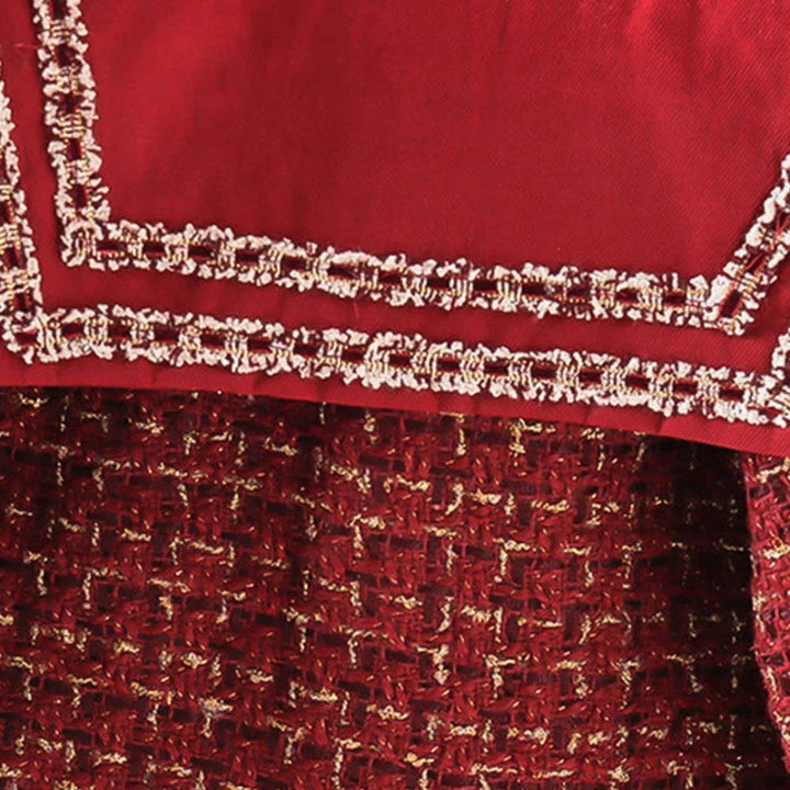 Conjunto Infantil Casaco e Vestido em Xadrez Tweed para Meninas - Varialle