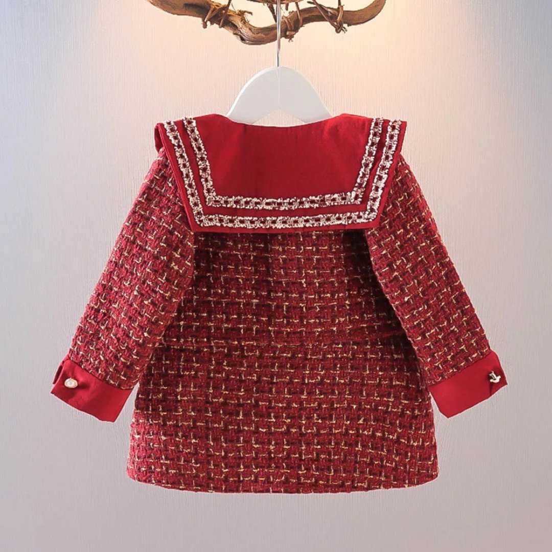 Conjunto Infantil Casaco e Vestido em Xadrez Tweed para Meninas - Varialle