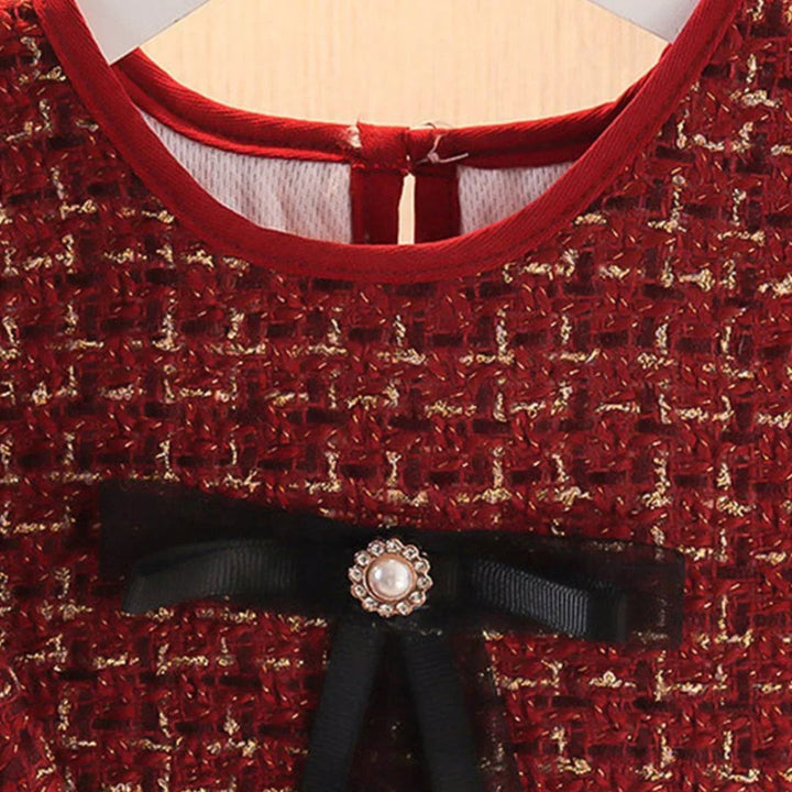 Conjunto Infantil Casaco e Vestido em Xadrez Tweed para Meninas - Varialle