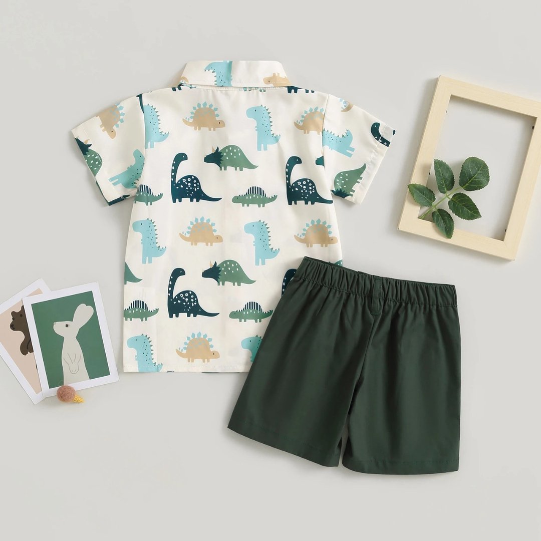 Conjunto Infantil de Verão com Estampa de Dinossauro para Meninos - 12 Meses a 4 Anos - Varialle