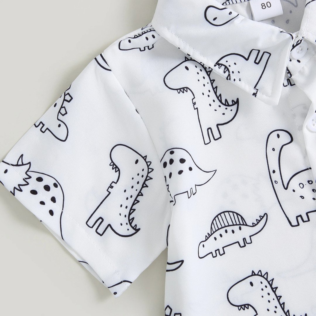 Conjunto Infantil de Verão com Estampa de Dinossauro para Meninos - 12 Meses a 4 Anos - Varialle