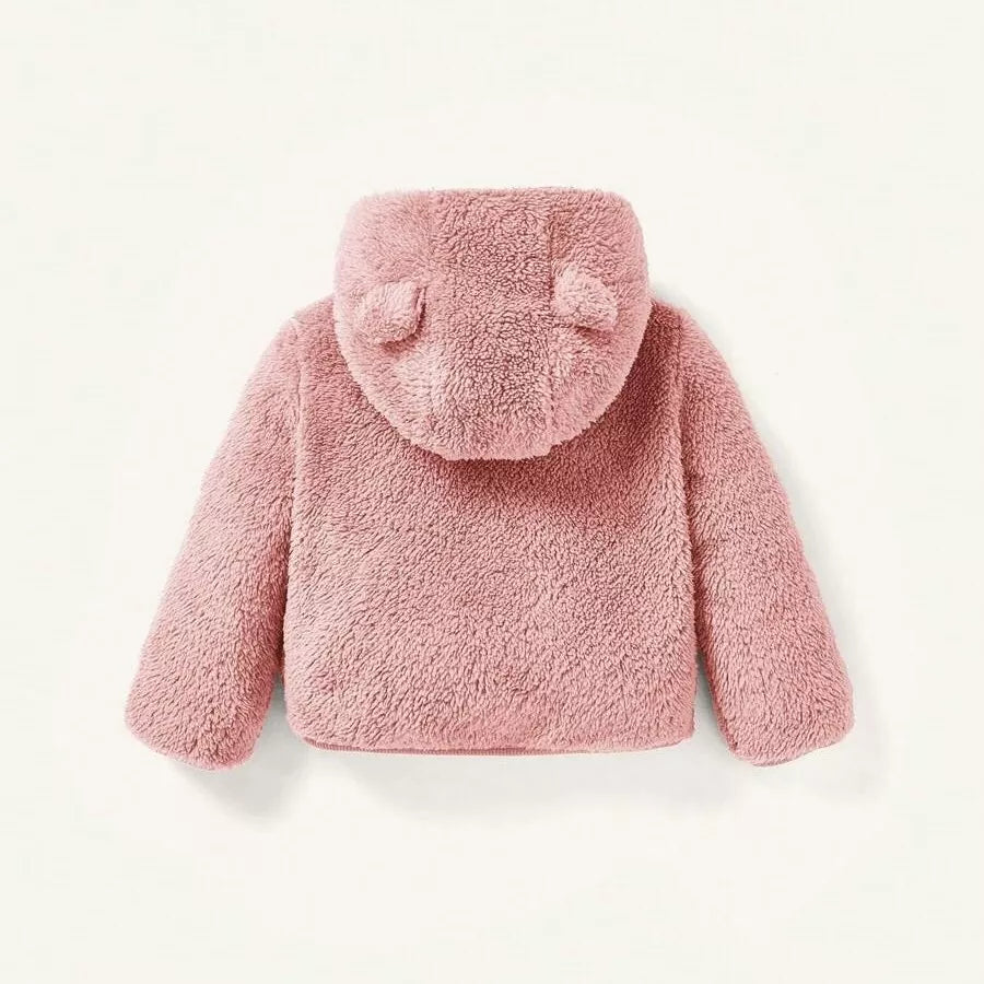 Conjunto Infantil Feminino Peluciado com Capuz e Orelhinhas 0M a 3A