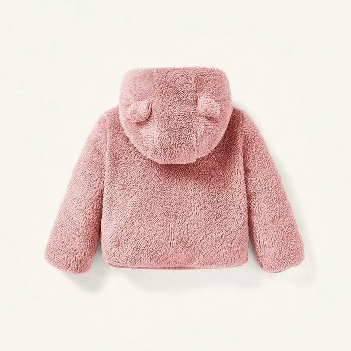 Conjunto Infantil Feminino Peluciado com Capuz e Orelhinhas 0M a 3A