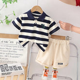 Conjunto Infantil Masculino Gola Polo Listrada e Shorts - Varialle