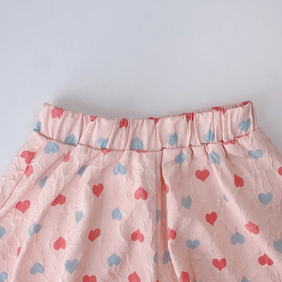 Conjunto Infantil Verão Meninas Corações - 1 a 5 Anos | LANÇAMENTO BLACK FRIDAY - Varialle