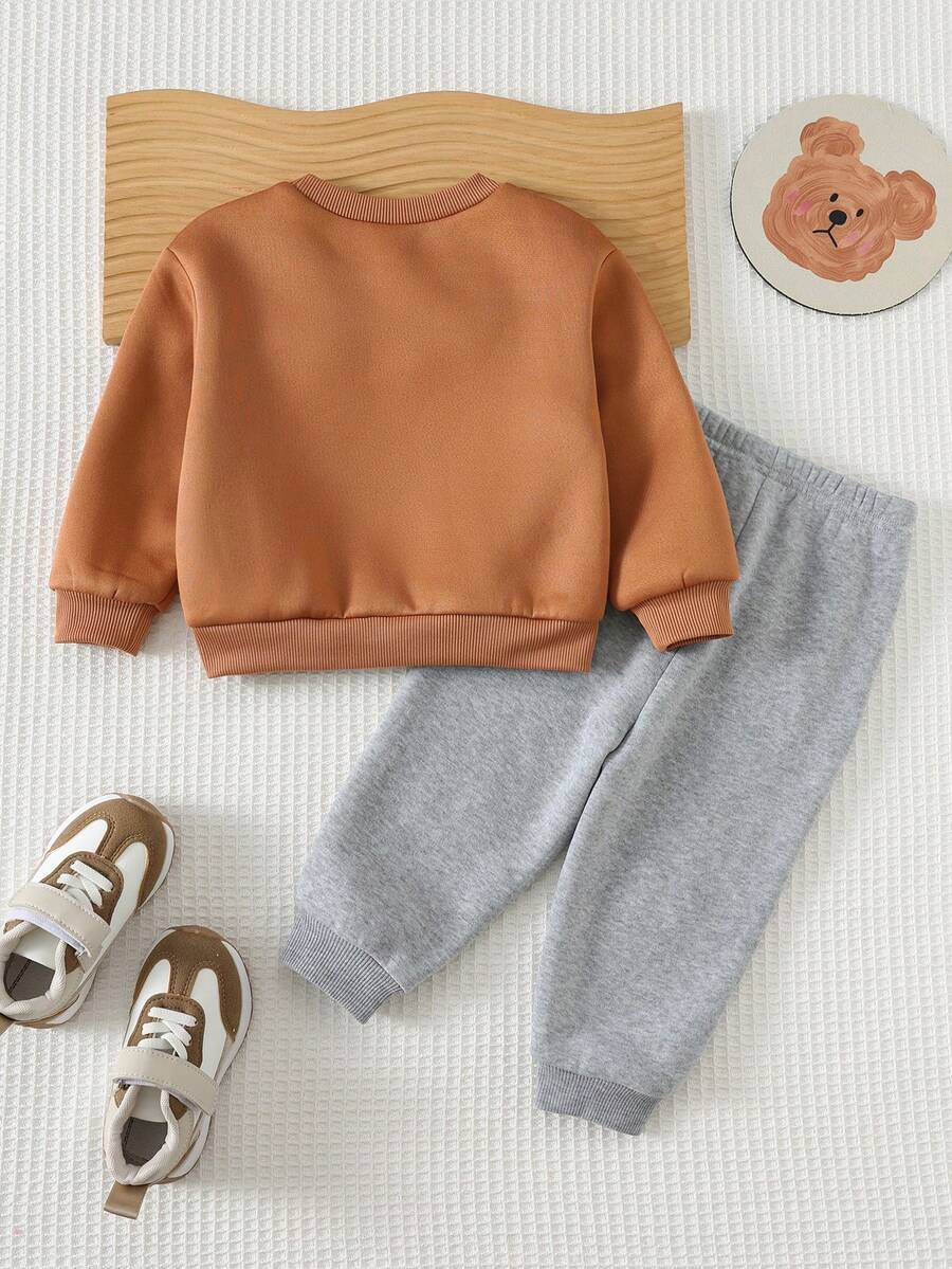 Conjunto Moletom Infantil Cachorrinho Orelhas 3D Marrom