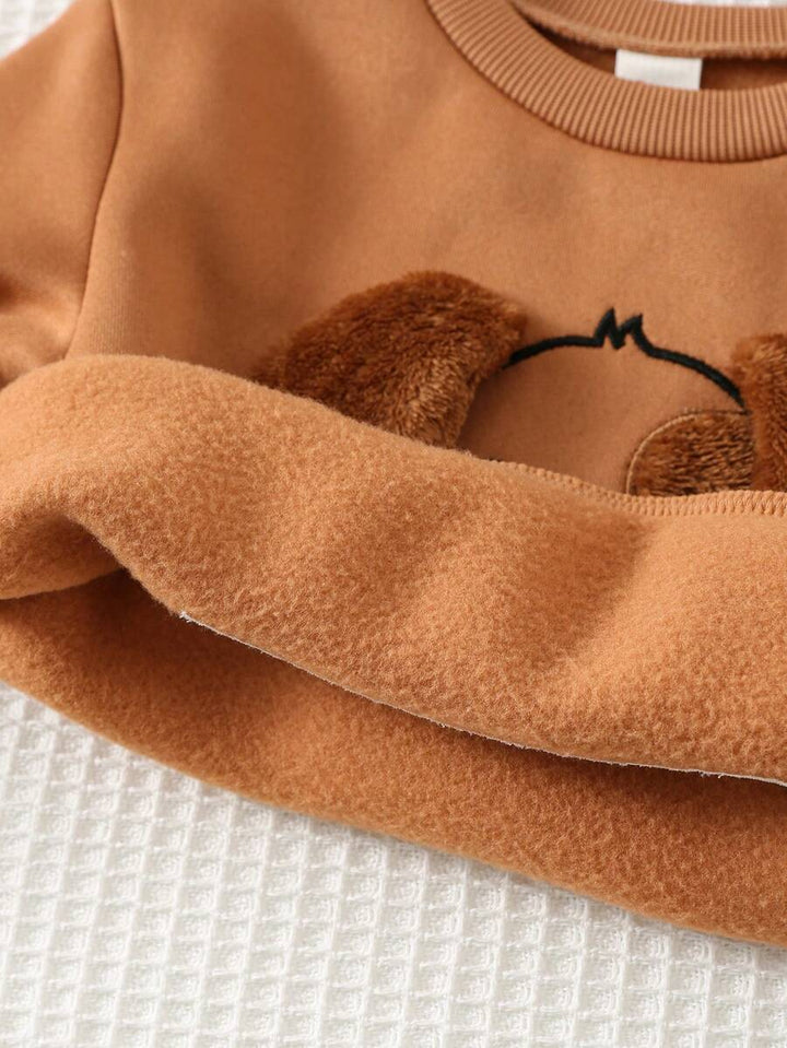 Conjunto Moletom Infantil Cachorrinho Orelhas 3D Marrom