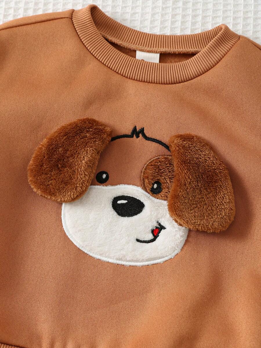 Conjunto Moletom Infantil Cachorrinho Orelhas 3D Marrom