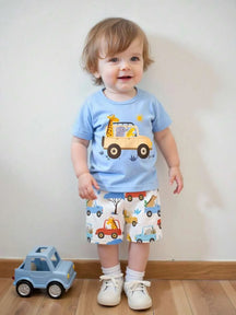 conjunto safari estampado para bebe menino com camiseta e short Varialle